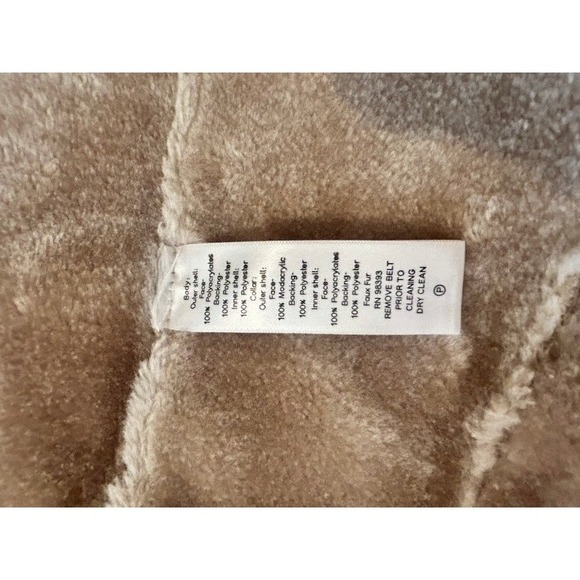 Women's Faux Fur Collar Suede Like Vest Tie Waist Outerwear Layer Dennis Basso - Picture 9 of 11